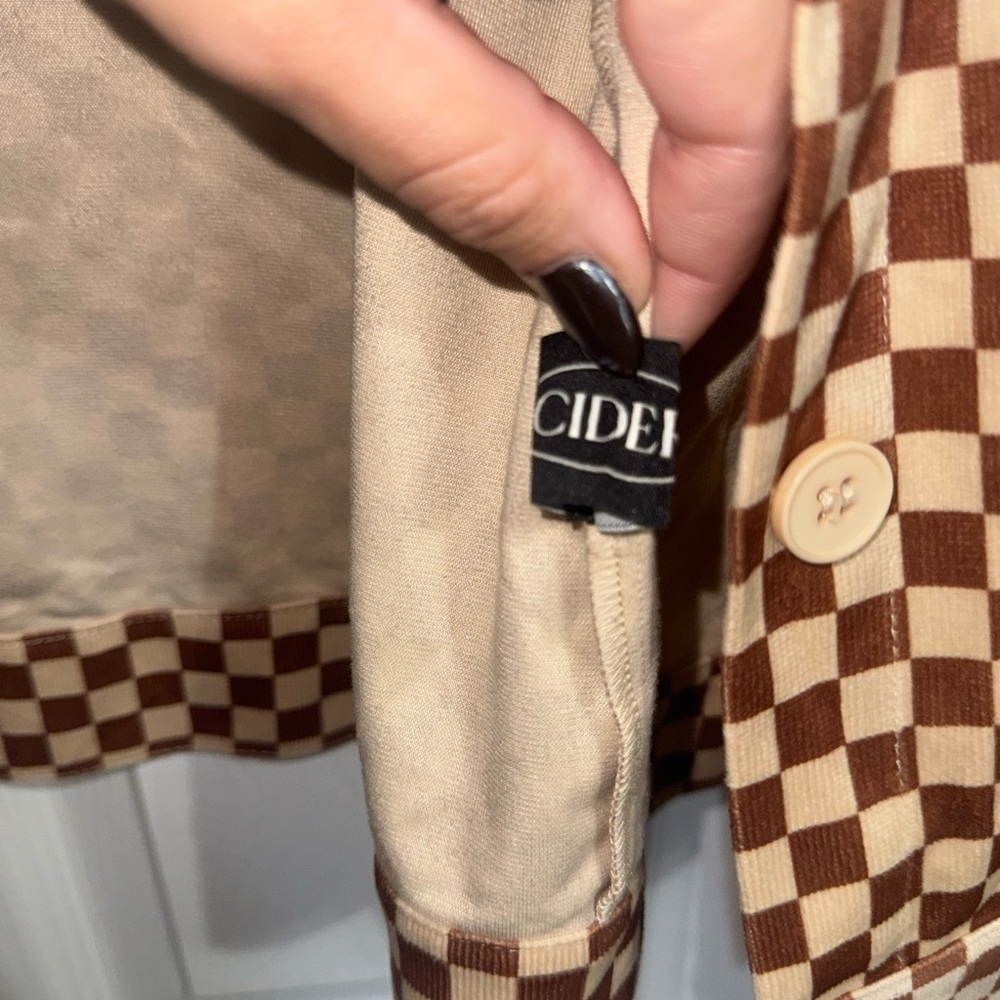 Brown Checkered Bomber Jacket by Cider - Picture 3 of 7